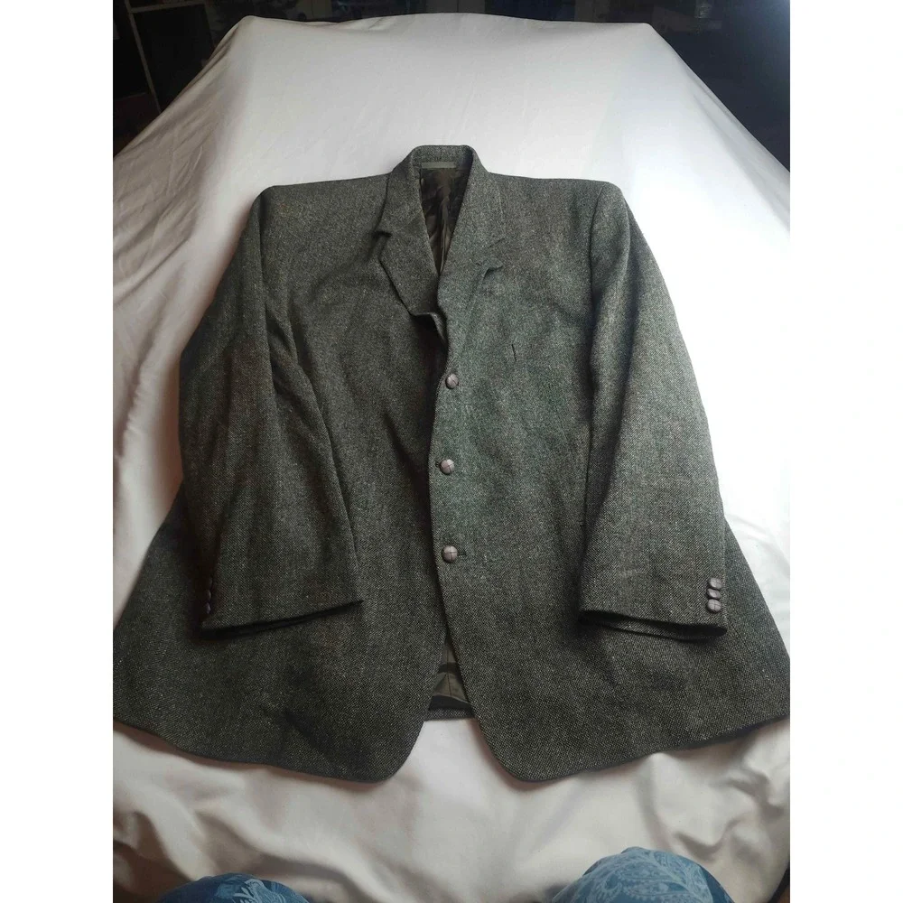 Kennedy of Ardara Donegal Tweed Blazer Green Wool Sport Coat Made Ireland Mens